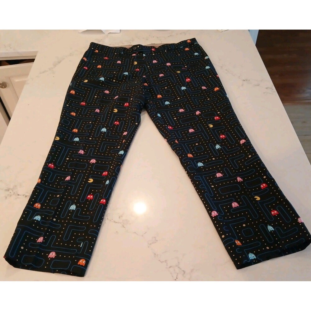 Opposuits Mens 46 Black Pac Man Suit Pants Video Game Novelty Dress Slacks Gamer
